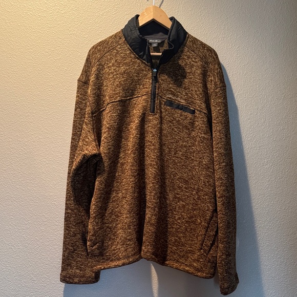 Eddie Bauer Men's Tan 1/4 Zip-Up Sweater - Picture 1 of 4